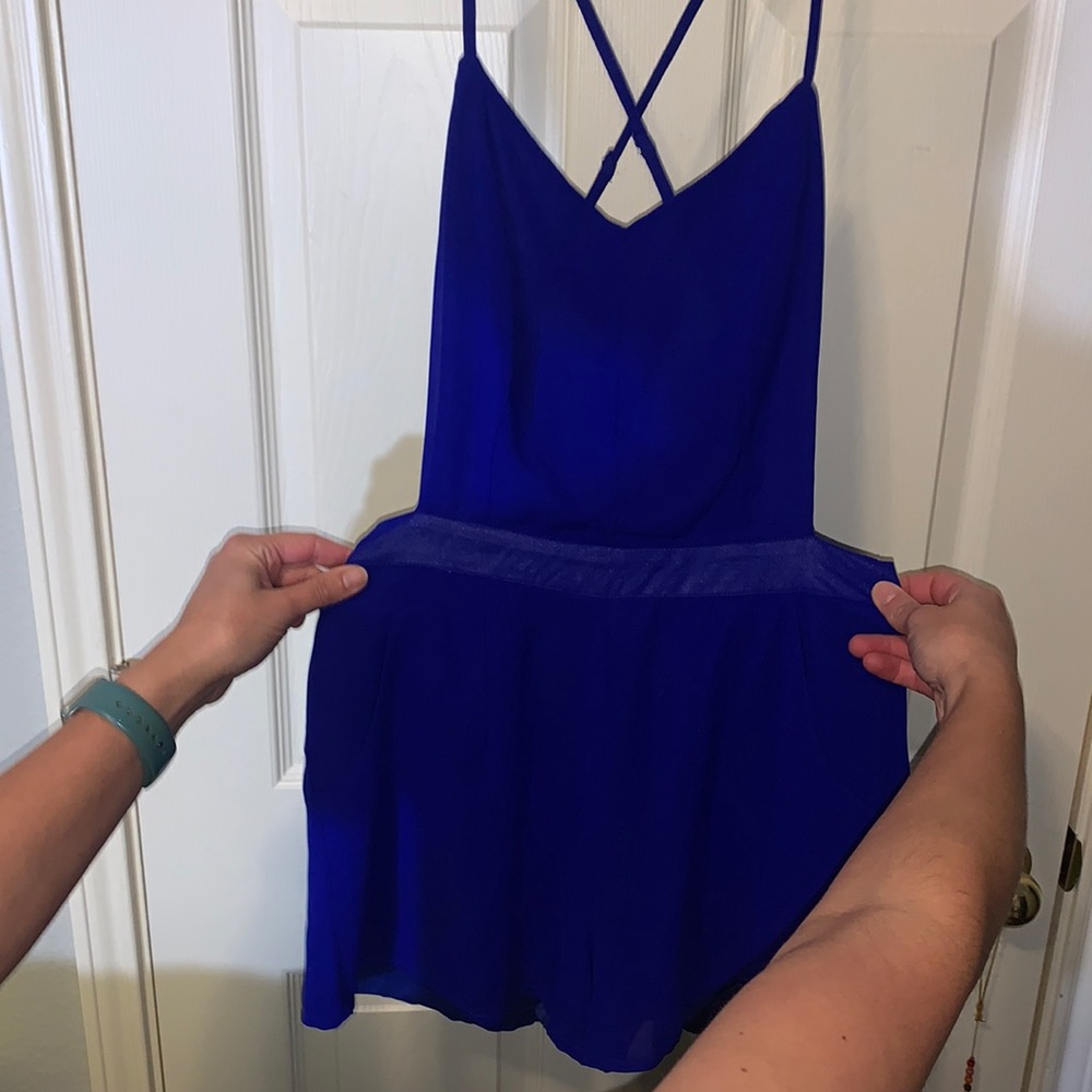 KIRRA Blue Criss cross open back Romper
